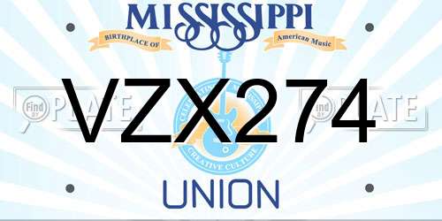 VZX274 Mississippi License Plate