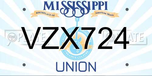 VZX724 Mississippi License Plate