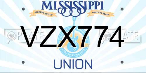 VZX774 Mississippi License Plate