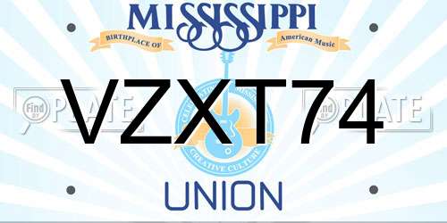 VZXT74 Mississippi License Plate