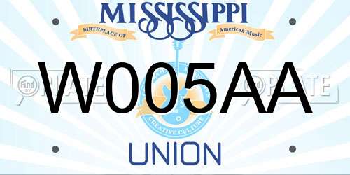 W005AA Mississippi License Plate