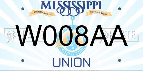 W008AA Mississippi License Plate