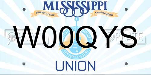 W00QYS Mississippi License Plate
