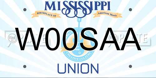 W00SAA Mississippi License Plate