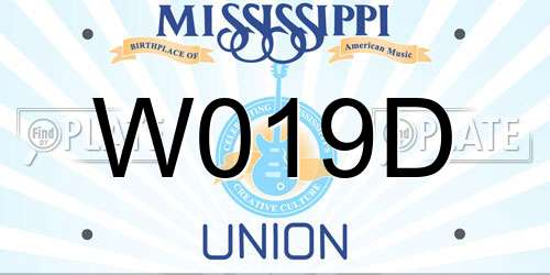 W019D Mississippi License Plate