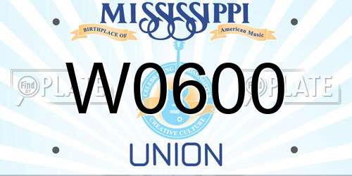 W0600 Mississippi License Plate