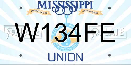 W134FE Mississippi License Plate