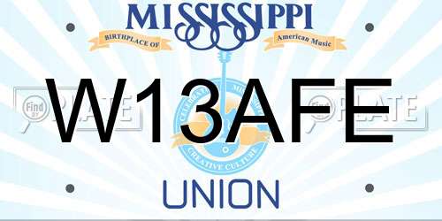 W13AFE Mississippi License Plate