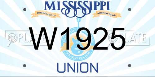 W1925 Mississippi License Plate
