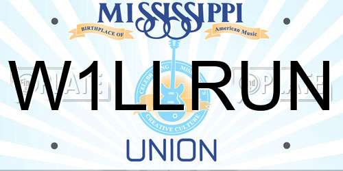 W1LLRUN Mississippi License Plate
