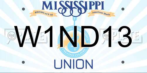 W1ND13 Mississippi License Plate