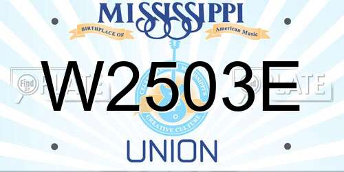 W2503E Mississippi License Plate