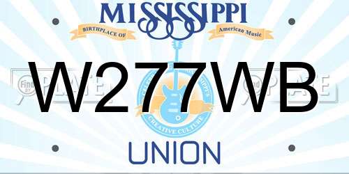 W277WB Mississippi License Plate