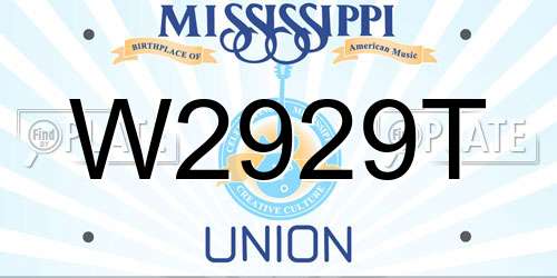 W2929T Mississippi License Plate