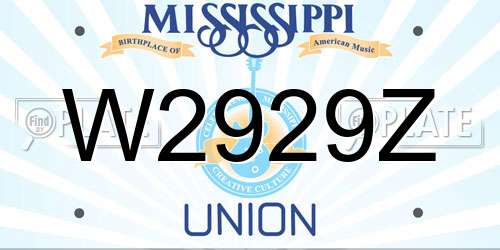 W2929Z Mississippi License Plate