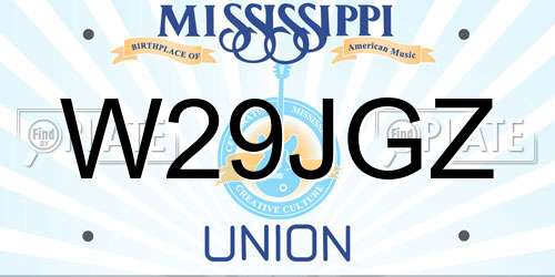 W29JGZ Mississippi License Plate