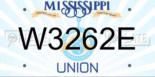 W3262E Mississippi License Plate