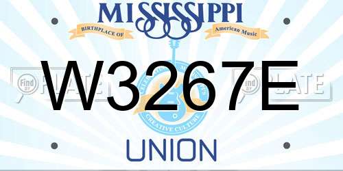 W3267E Mississippi License Plate
