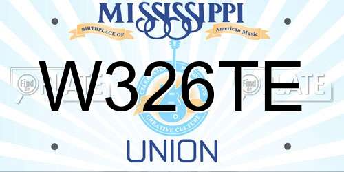 W326TE Mississippi License Plate