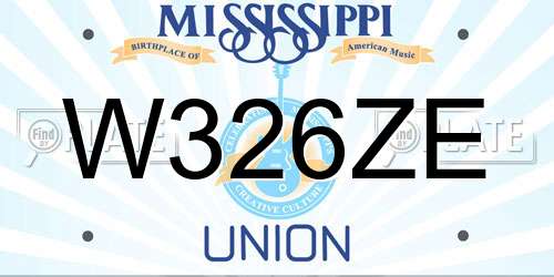W326ZE Mississippi License Plate