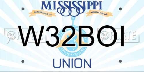 W32BOI Mississippi License Plate