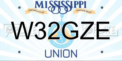 W32GZE Mississippi License Plate