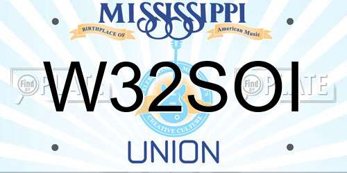 W32SOI Mississippi License Plate