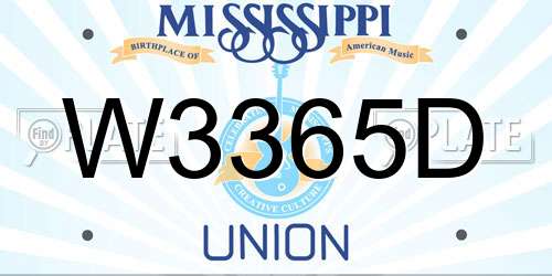 W3365D Mississippi License Plate