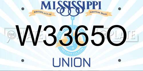 W3365O Mississippi License Plate