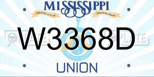 W3368D Mississippi License Plate