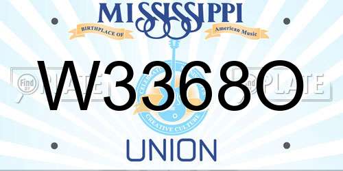 W3368O Mississippi License Plate