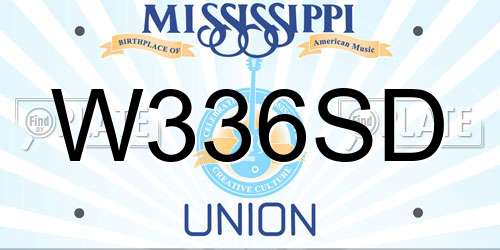 W336SD Mississippi License Plate