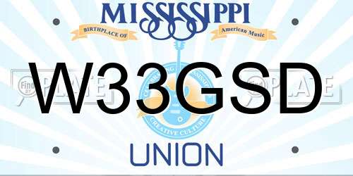 W33GSD Mississippi License Plate