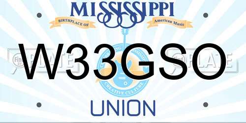 W33GSO Mississippi License Plate