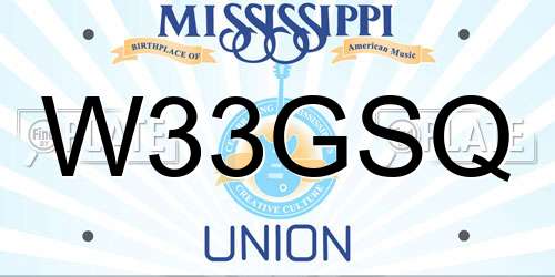 W33GSQ Mississippi License Plate