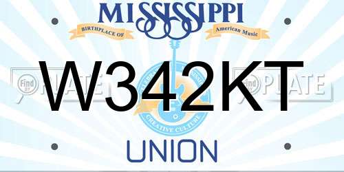 W342KT Mississippi License Plate