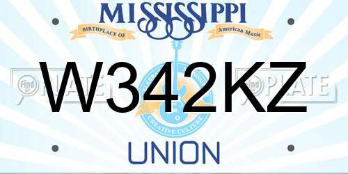 W342KZ Mississippi License Plate