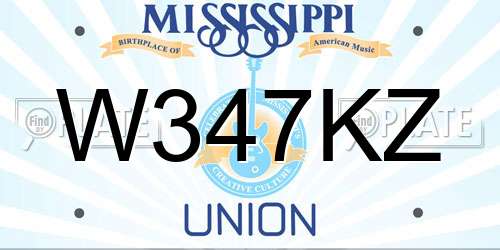W347KZ Mississippi License Plate