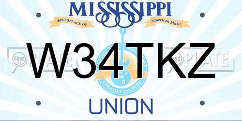 W34TKZ Mississippi License Plate