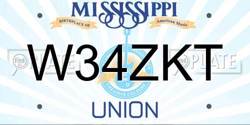 W34ZKT Mississippi License Plate