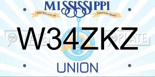 W34ZKZ Mississippi License Plate