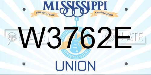 W3762E Mississippi License Plate