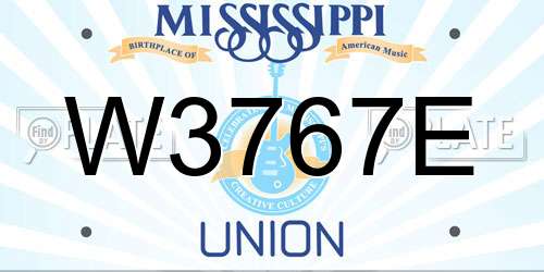 W3767E Mississippi License Plate