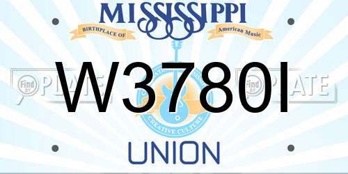 W3780I Mississippi License Plate