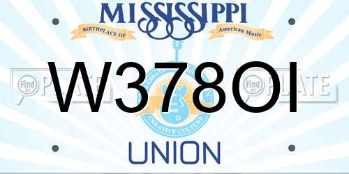 W378OI Mississippi License Plate