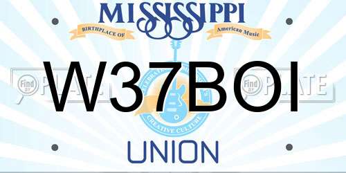 W37BOI Mississippi License Plate