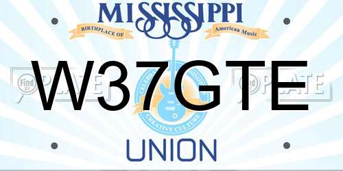 W37GTE Mississippi License Plate