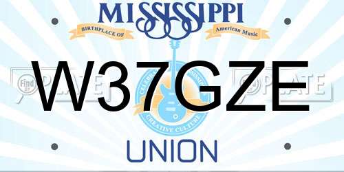 W37GZE Mississippi License Plate