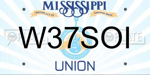 W37SOI Mississippi License Plate