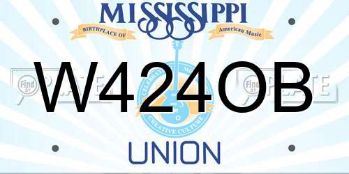 W424OB Mississippi License Plate